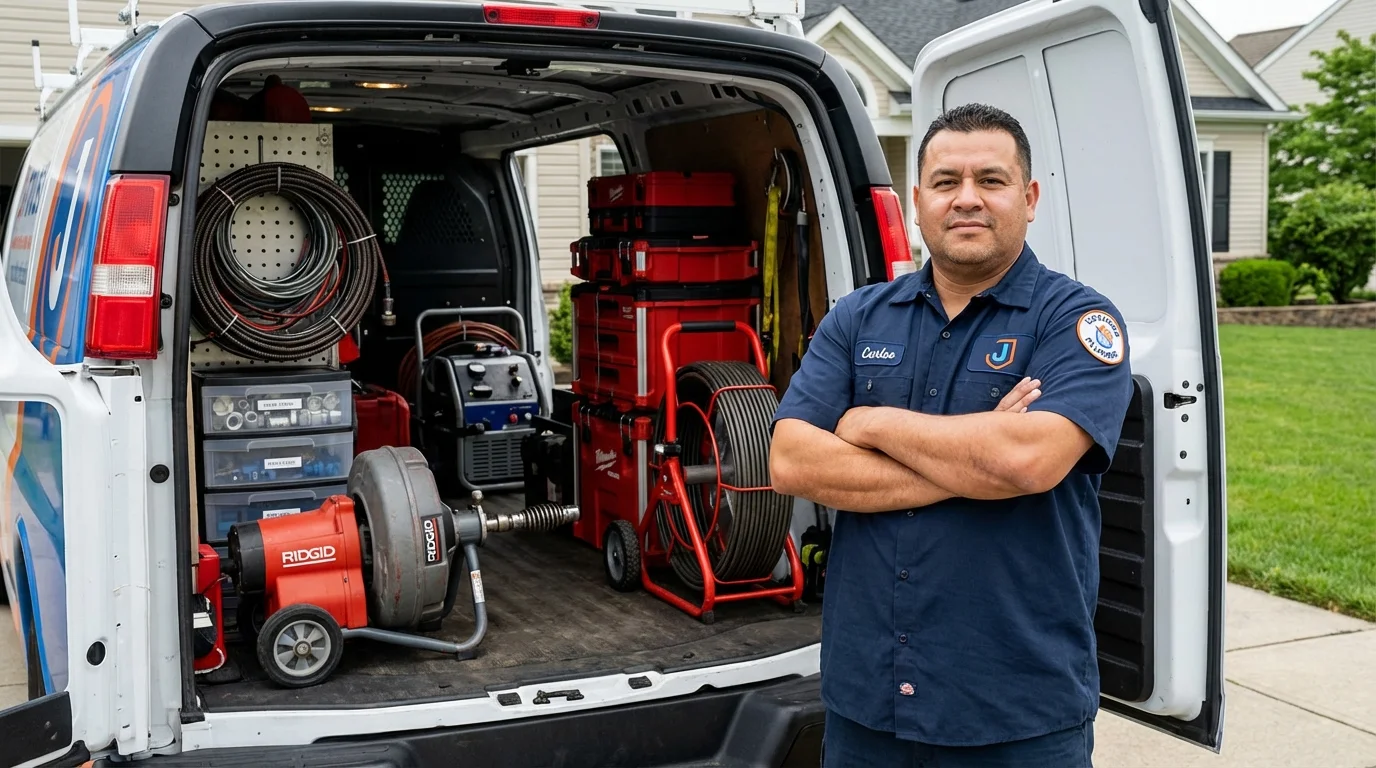 Professional drain cleaning equipment and Johns Plumbing LLC plumber in Gramercy