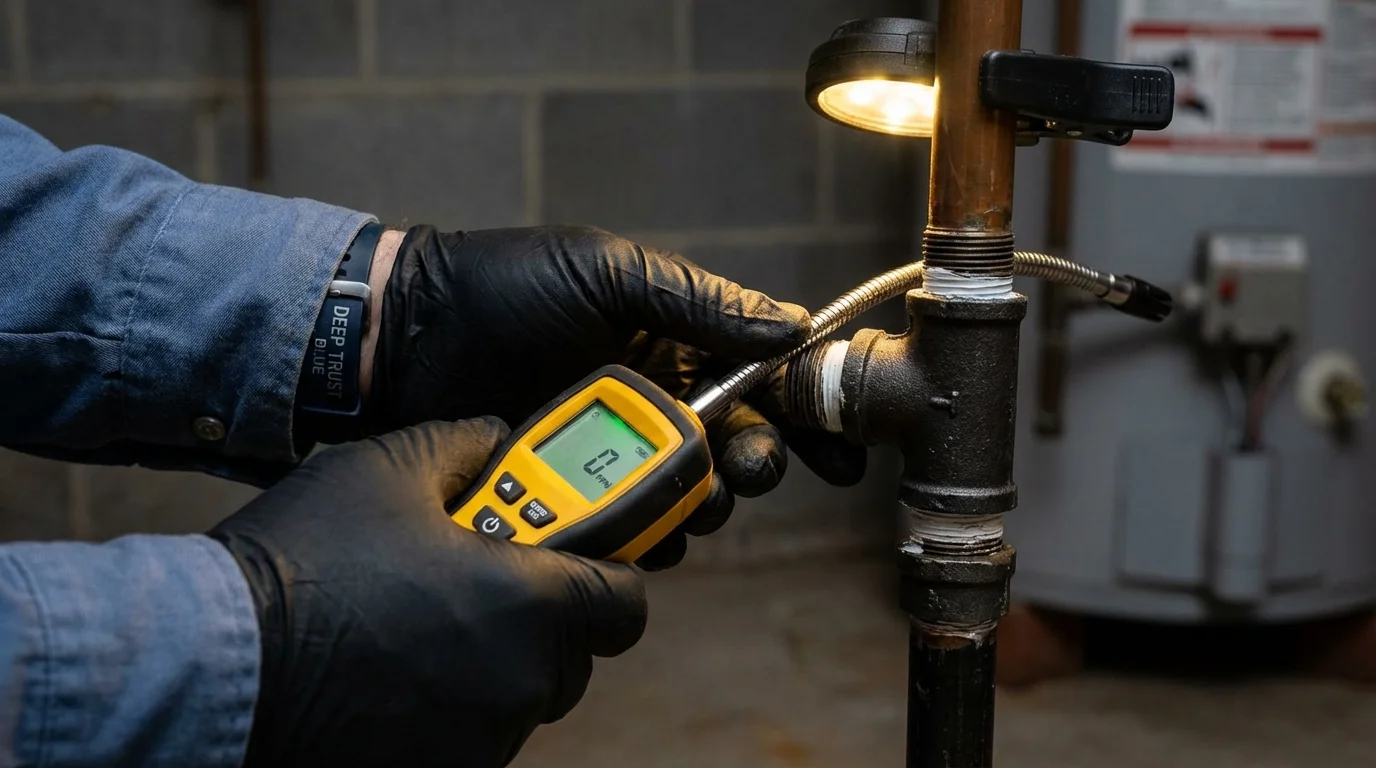 Gas leak detection with electronic sniffer by Johns Plumbing LLC in Gramercy