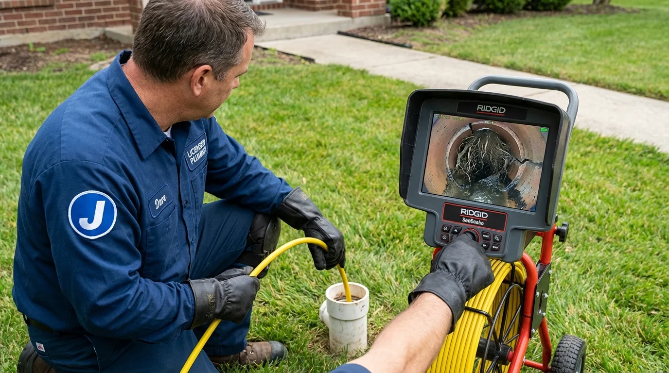 Sewer camera inspection being performed by Johns Plumbing LLC in Gramercy