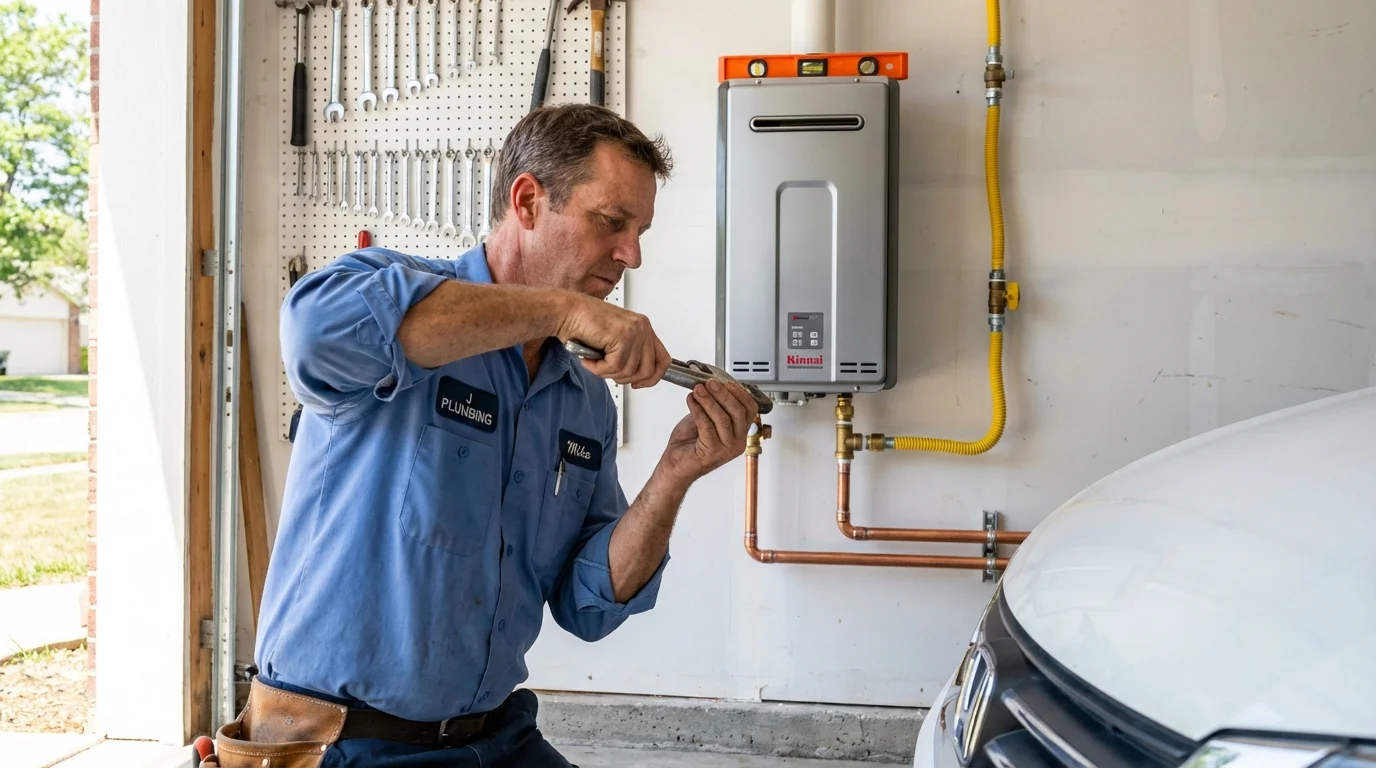 Tankless water heater installation by a Johns Plumbing LLC plumber in Gramercy